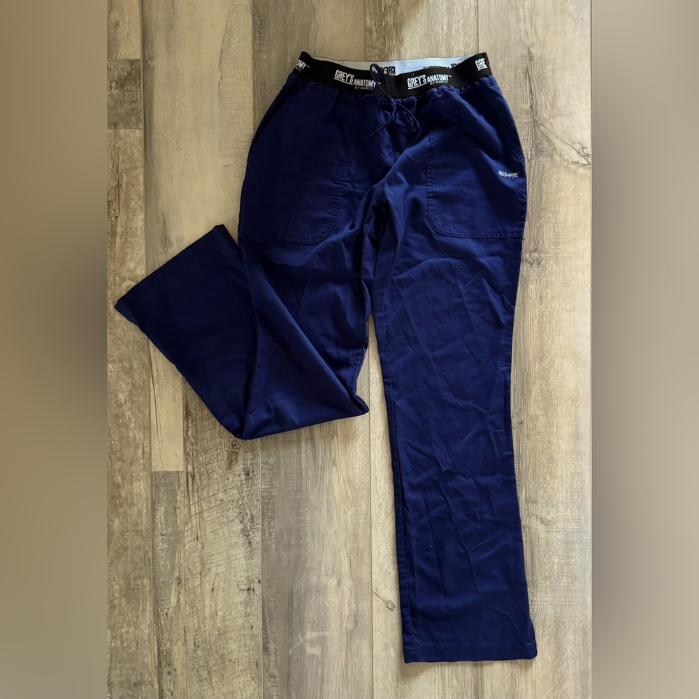 Grey's Anatomy Navy Blue Scrub Pants with Logo Waistband